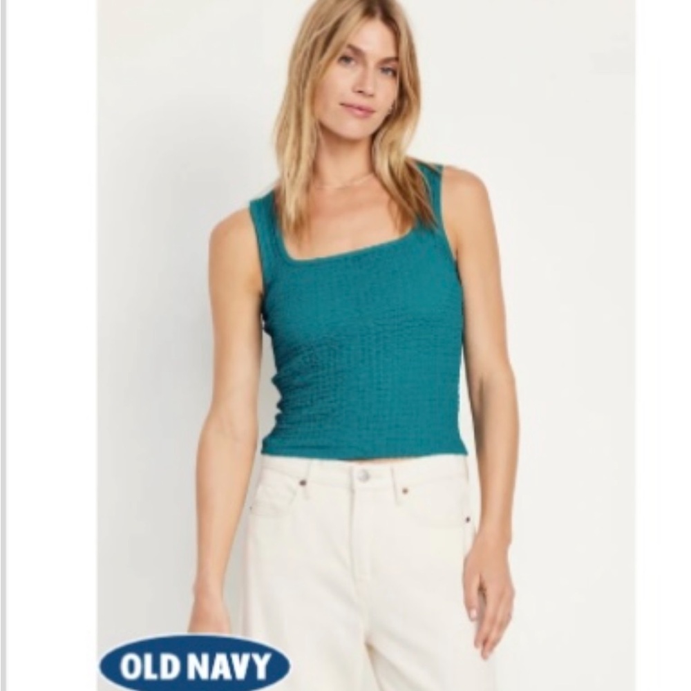 Old Navy Green Fitted Ribbed Tank Top size small